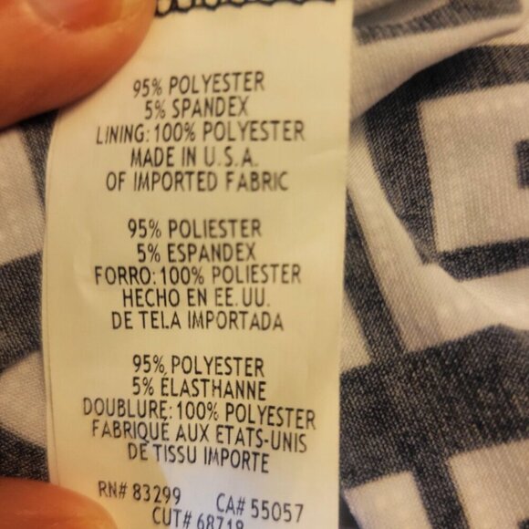 Tiana B. Black/White Geometric Patterned Fit & Flare Belted Dress - Size 10 - Picture 13 of 13